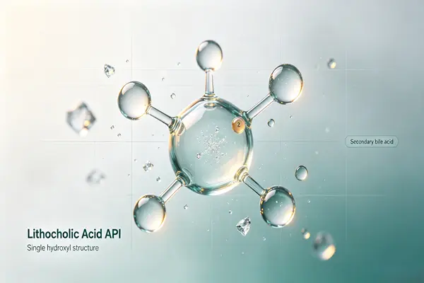 Lithocholic Acid API Molecular Structure and Hydrophobic Sterane Skeleton Lithocholic Acid API Molecular Structure and Hydrophobic Sterane Skeleton