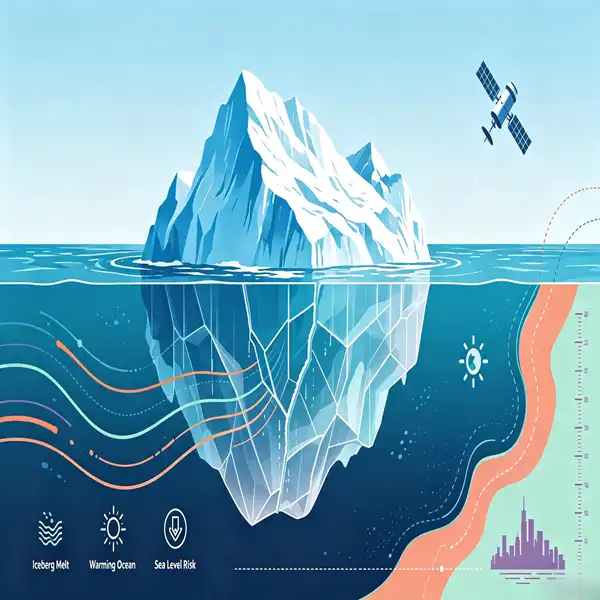 The continued melting of giant icebergs has raised concerns about sea levels.